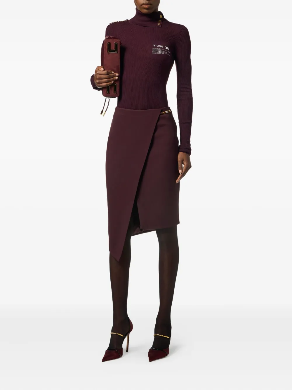 Elisabetta Franchi Asymmetrische rok met logoplakkaat Paars