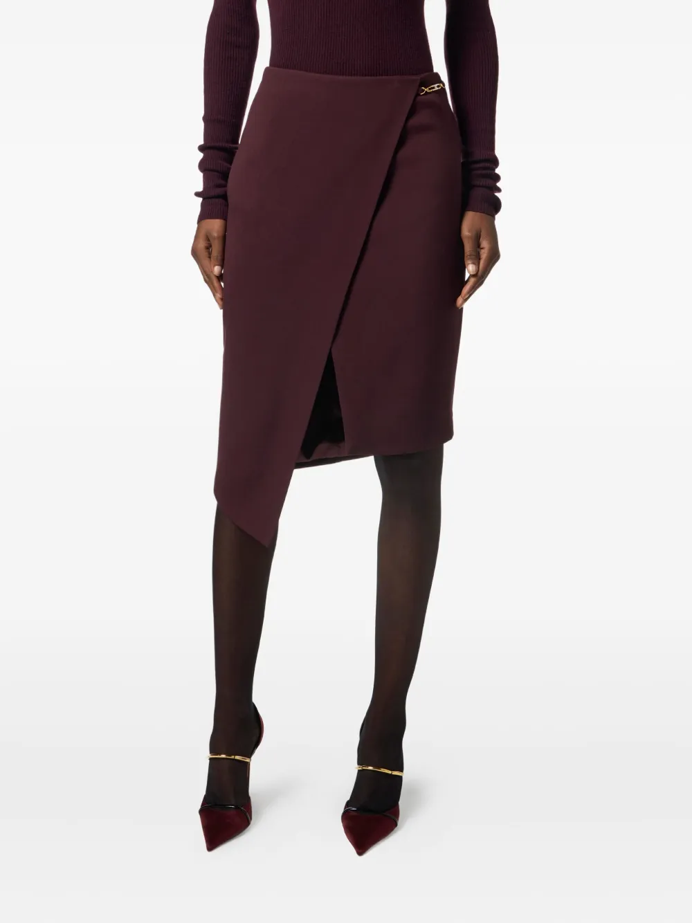 Elisabetta Franchi Asymmetrische rok met logoplakkaat Paars