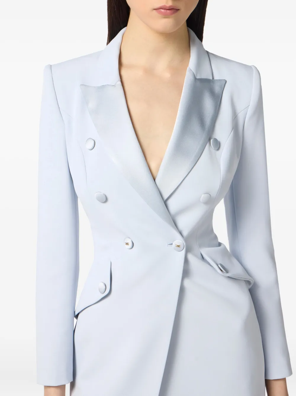 Elisabetta Franchi Asymmetrische mini-jurk met dubbele rij knopen Wit