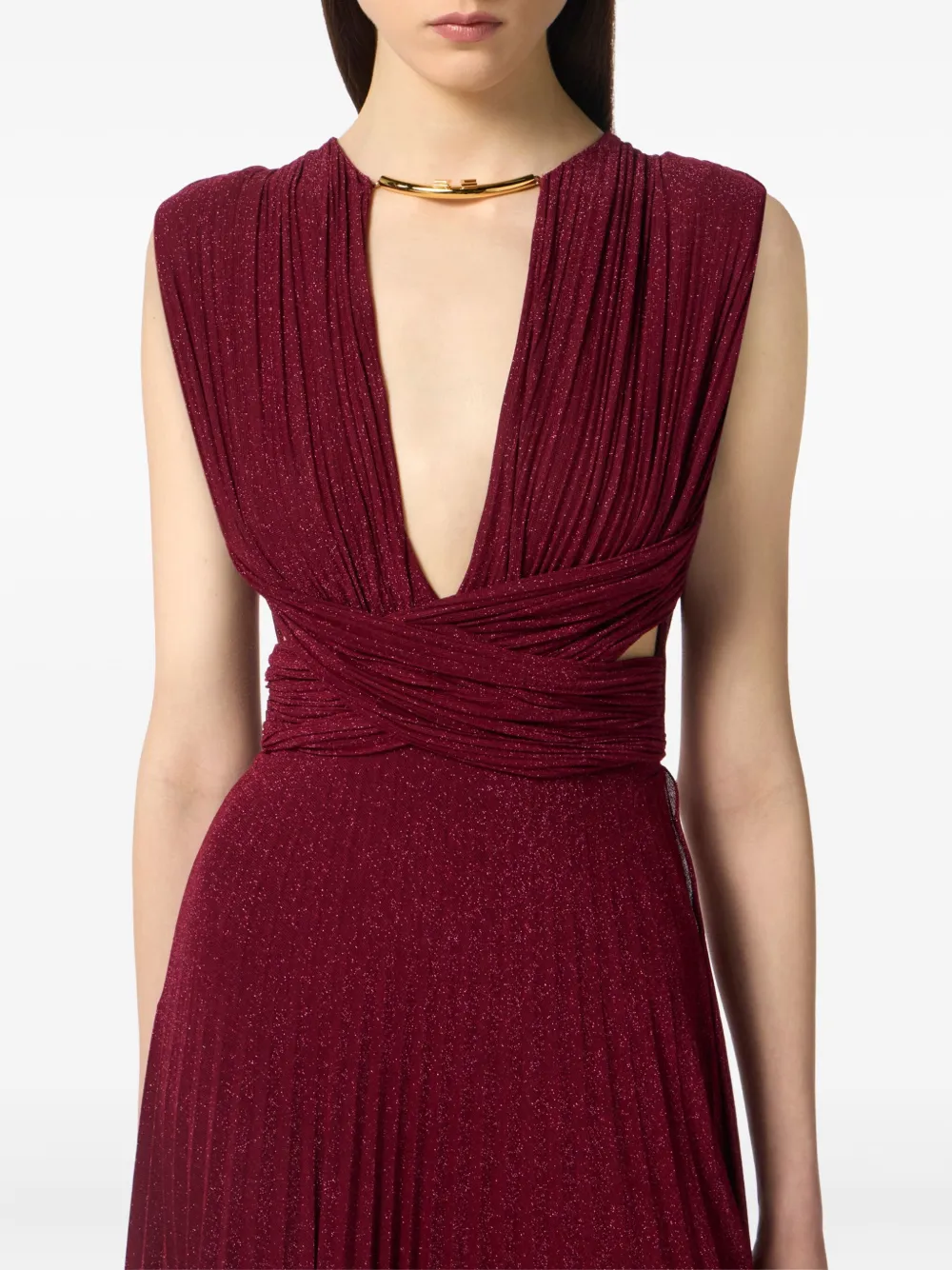 broderie-anglaise halterneck maxi dress