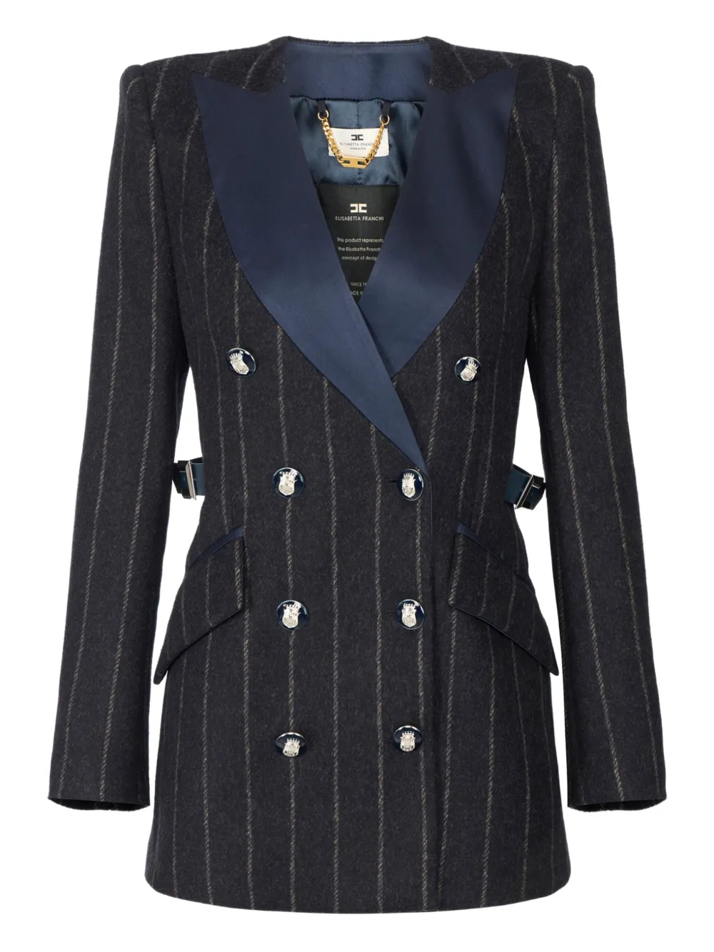 Elisabetta Franchi pinstripe satin-lapel blazer Blauw