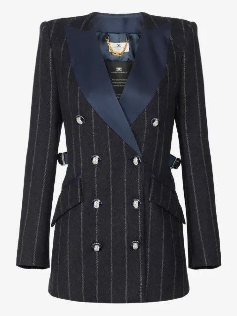 Elisabetta Franchi pinstripe satin-lapel blazer
