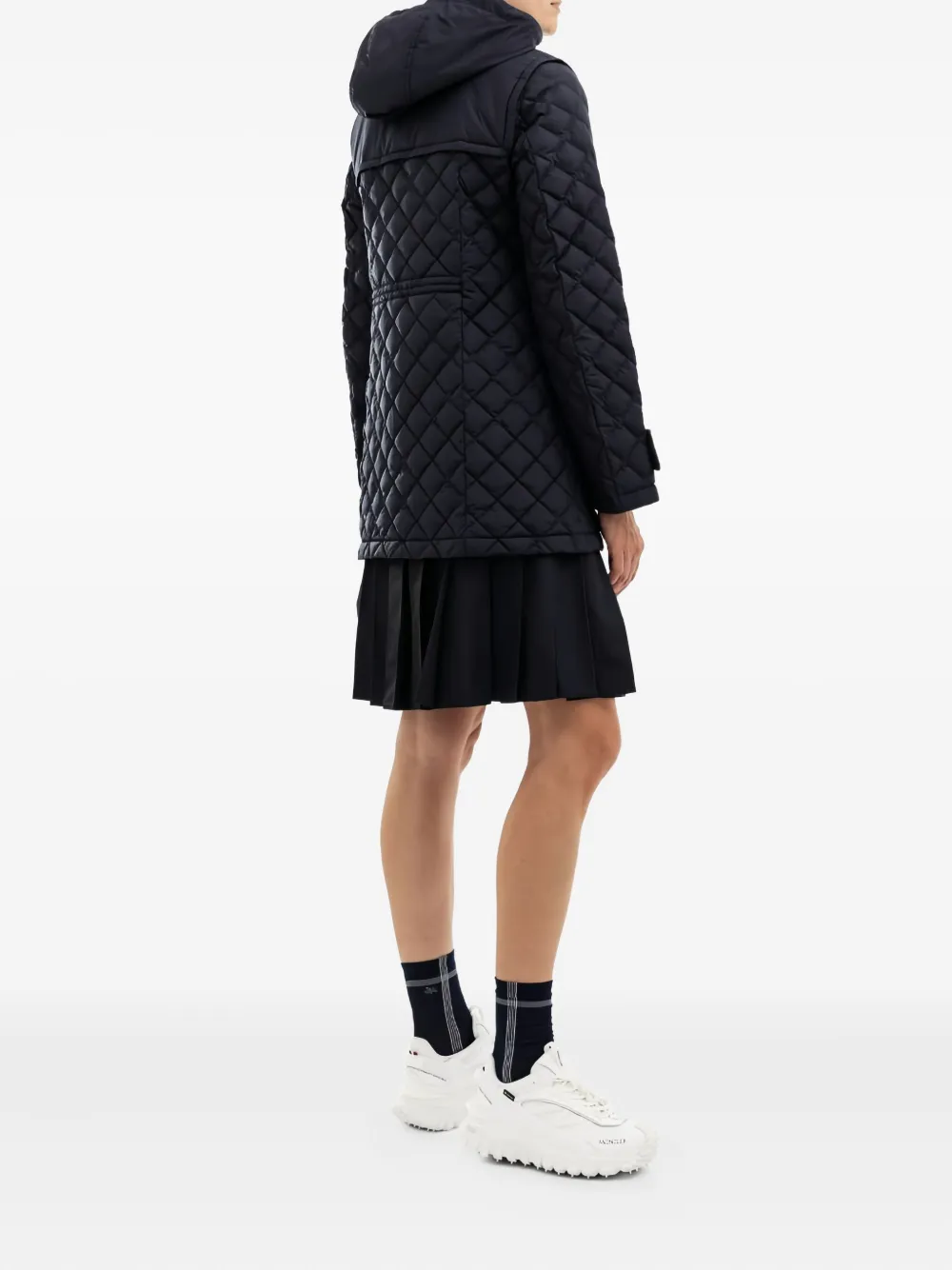 Moncler Quilted Hooded Puffer Jacket In Blue