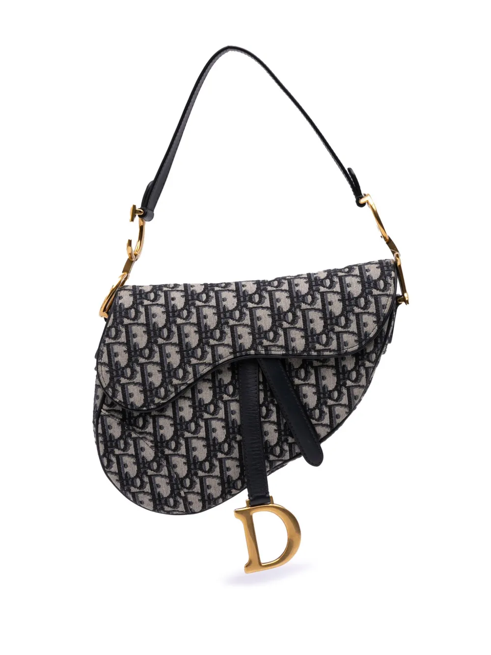 Christian Dior Pre-Owned 2018 オブリーク キャンバス サドル ショルダーバッグ - ブルー Christian Dior Pre-Owned 2018 オブリーク キャンバス サドル ショルダーバッグ - ブルー