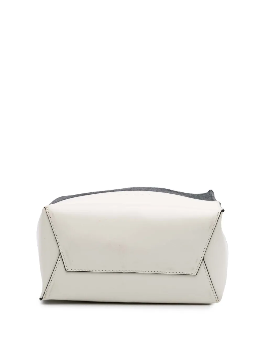 Pre-owned Marni 2010-2025 Felt Trimmed Leather Museo Shopper Tote Satchel In White
