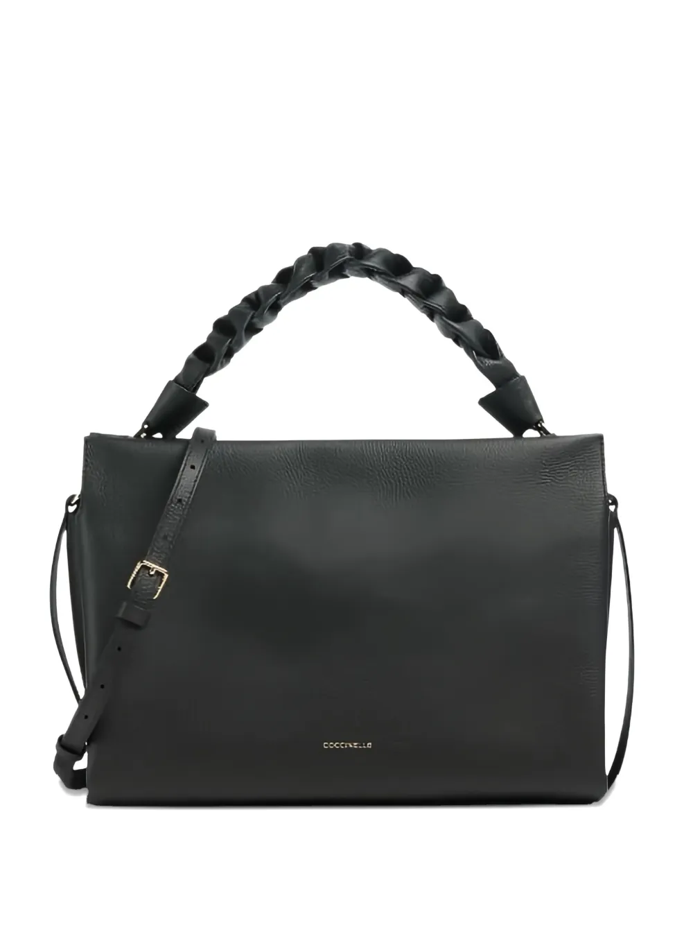 Coccinelle Medium Boheme Braided-handle Tote Bag In Black