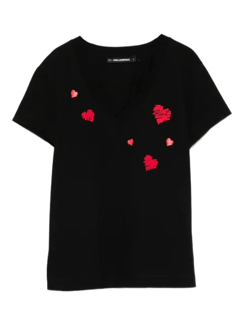 Karl Lagerfeld heart-motif V-neck T-shirt