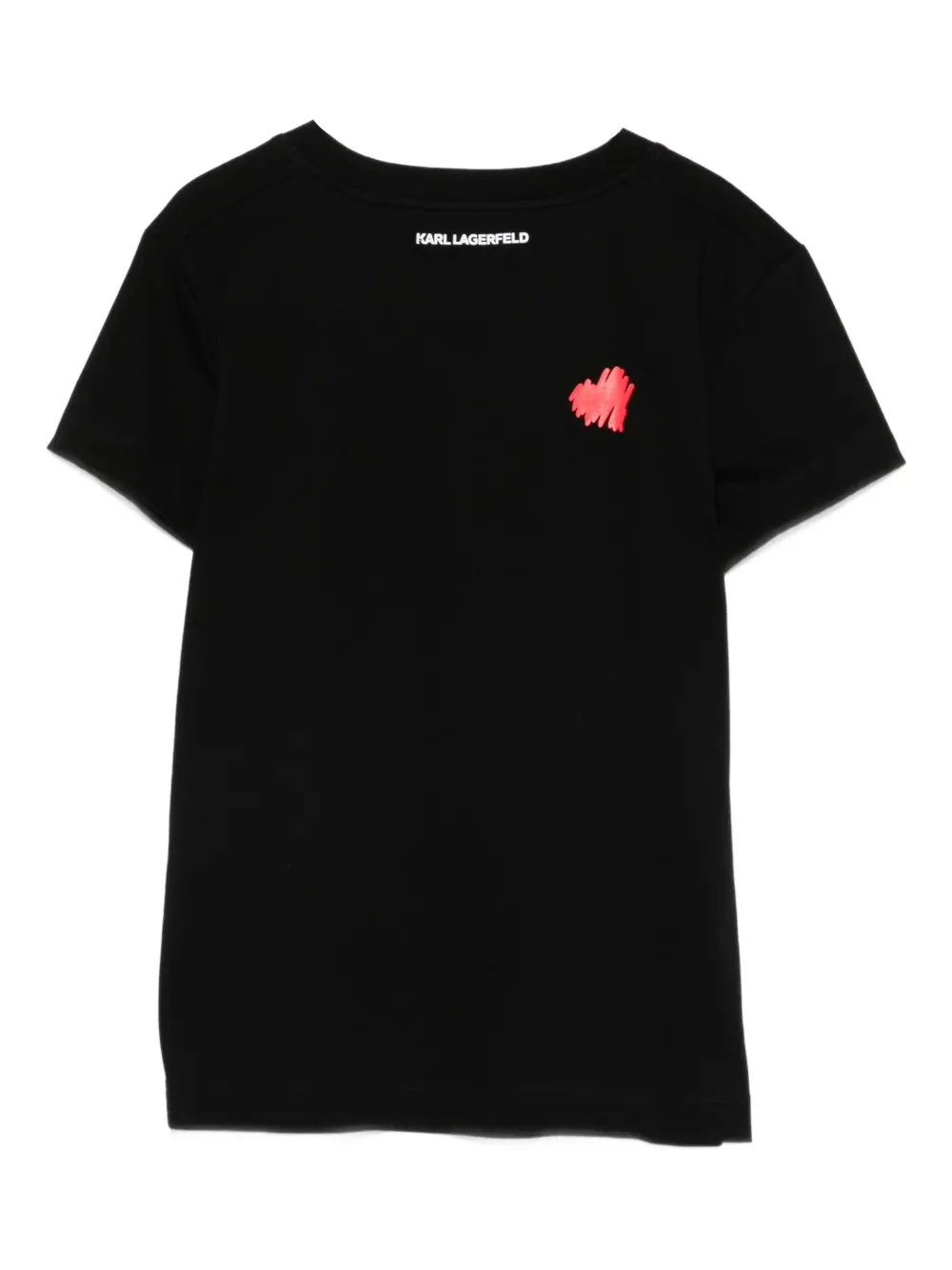 Karl Lagerfeld T-shirt met hartpatroon en V-hals Zwart