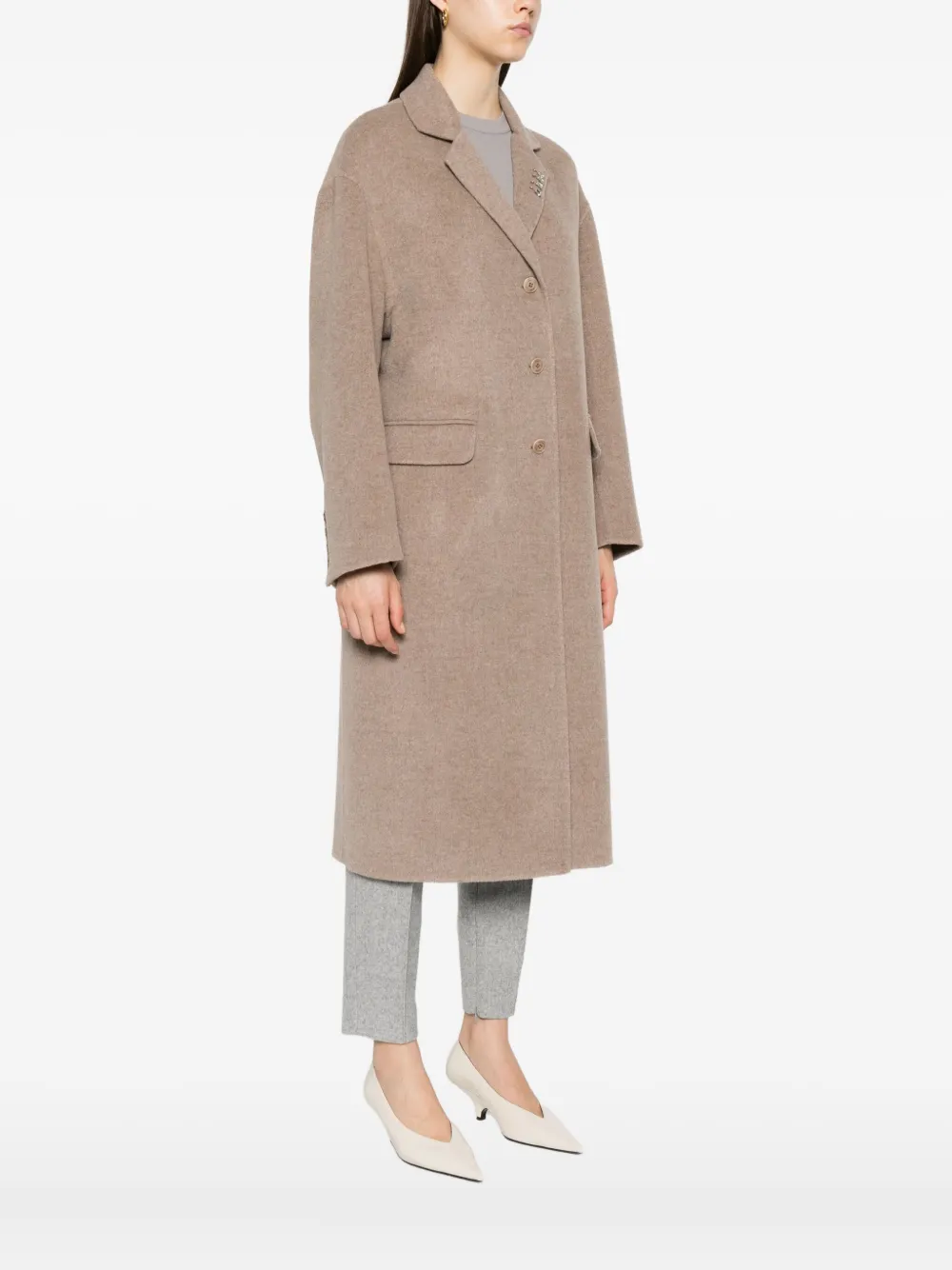 Ermanno Scervino Efezia jas met knoopsluiting en klepzak Bruin