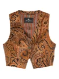 ETRO paisley-pattern corduroy waistcoat - Brown