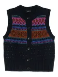 ETRO button-fastening patterned wool cardigan - Blue