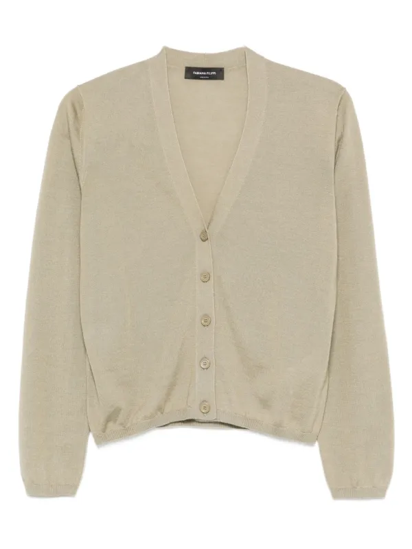 ファビアナフィリッピ　カーキ　カーディガン Fabiana Filippi Vネック カーディガン | グリーン | FARFETCH JP