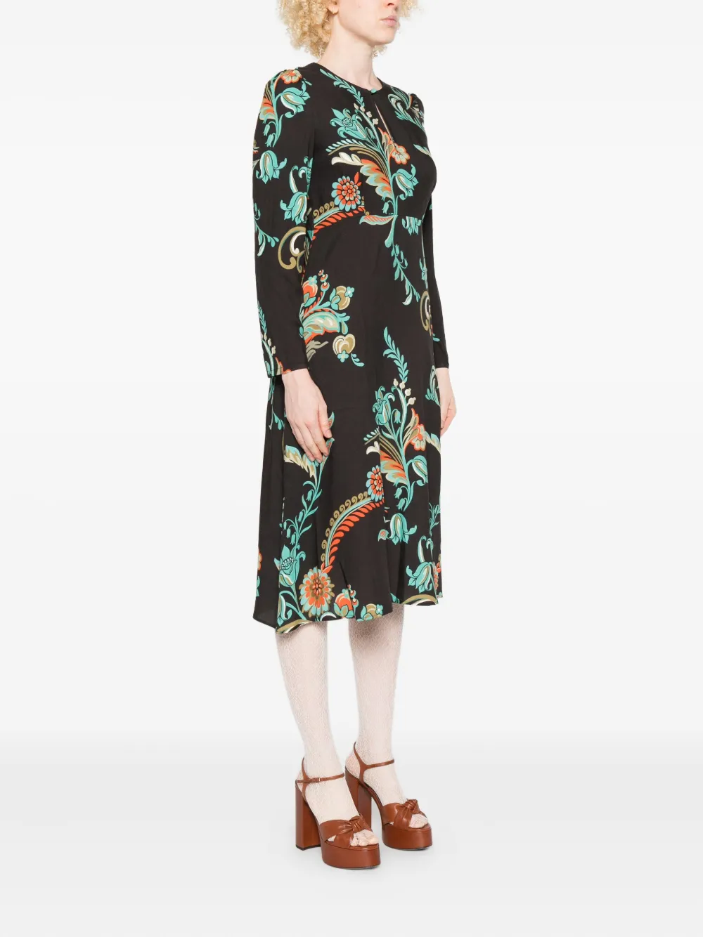 ETRO floral-print long-sleeve Dress | Black | FARFETCH IL