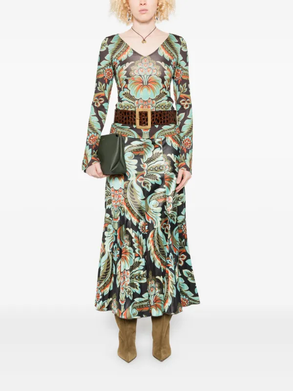 【ETRO】アシンメトリー フローラル プリーツ スカート ETRO フローラル プリーツスカート | ブラック | FARFETCH JP