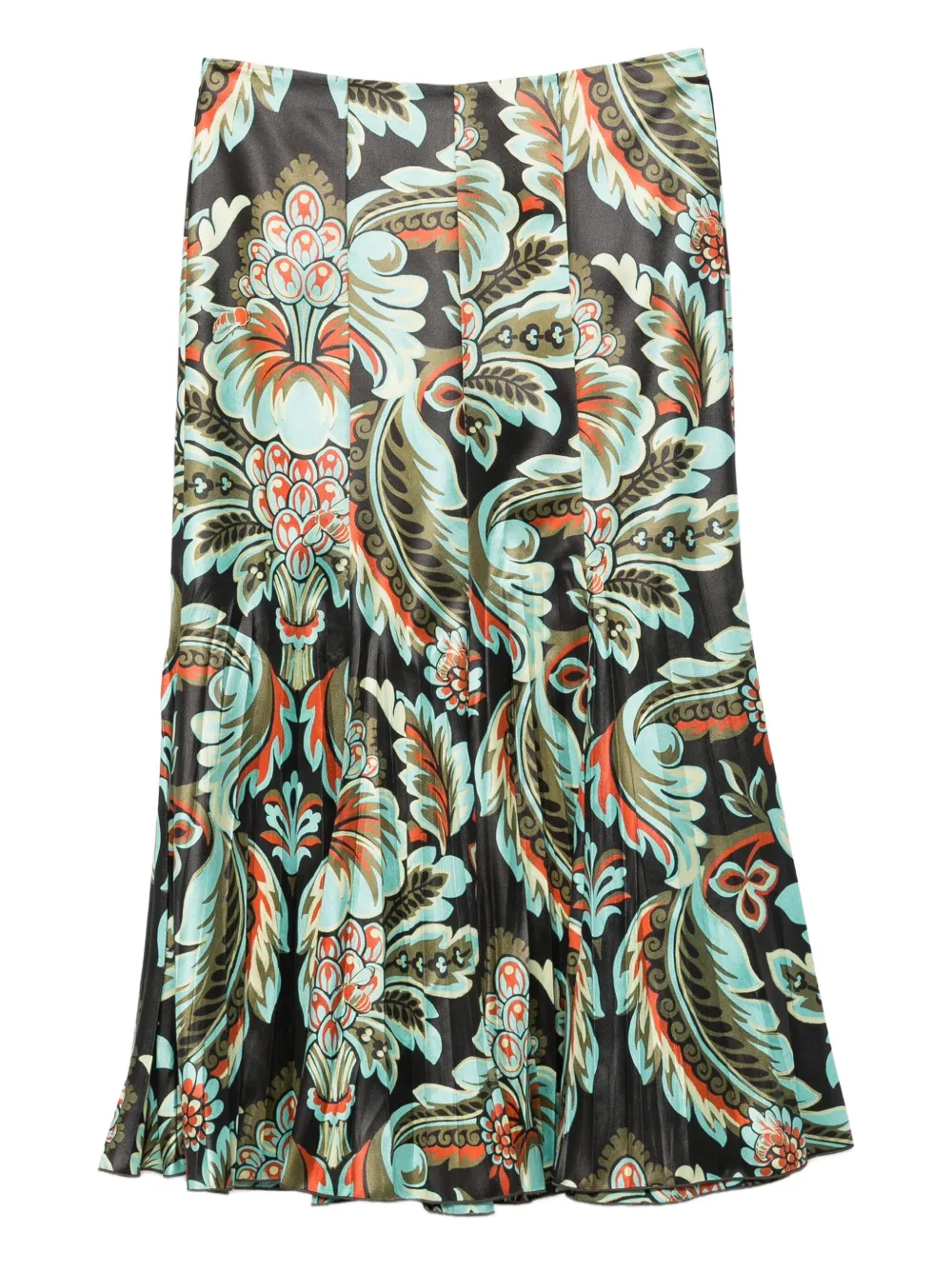 ETRO pleated floral-print skirt Zwart