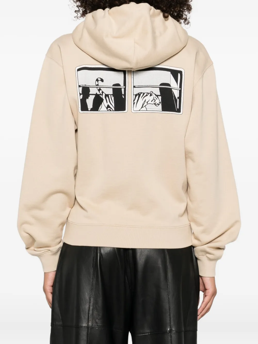 Kenzo logo-detail zip-up hoodie Beige