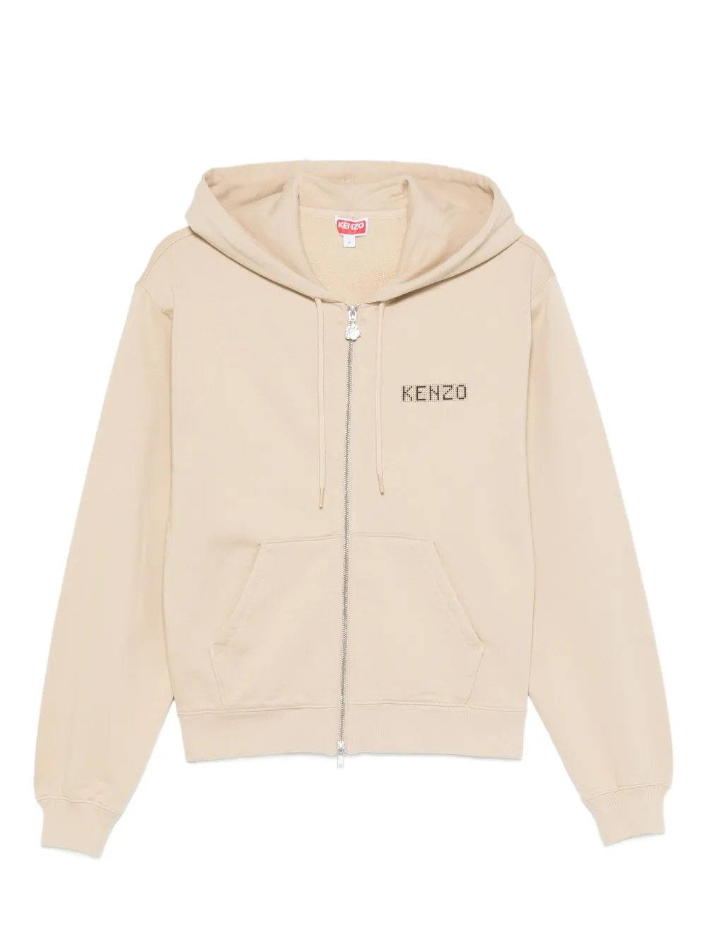 Kenzo logo-detail zip-up hoodie Beige