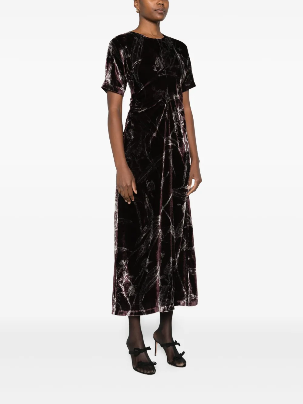 La Doublej Kleid Mit Blumen-print In Black