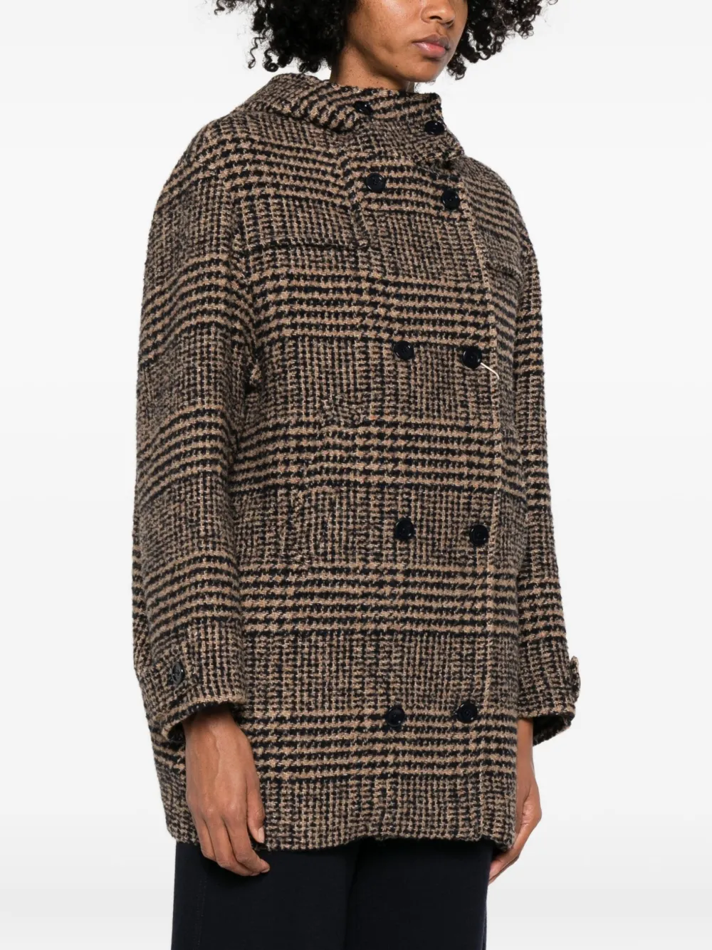 Herno Hooded Tweed Jacket In Brown