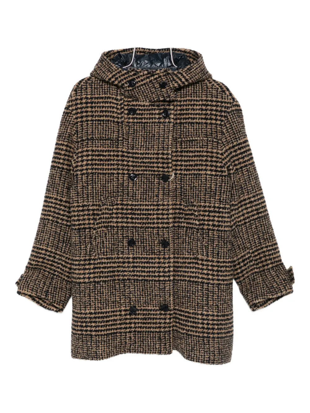 Herno Hooded Tweed Jacket In Brown