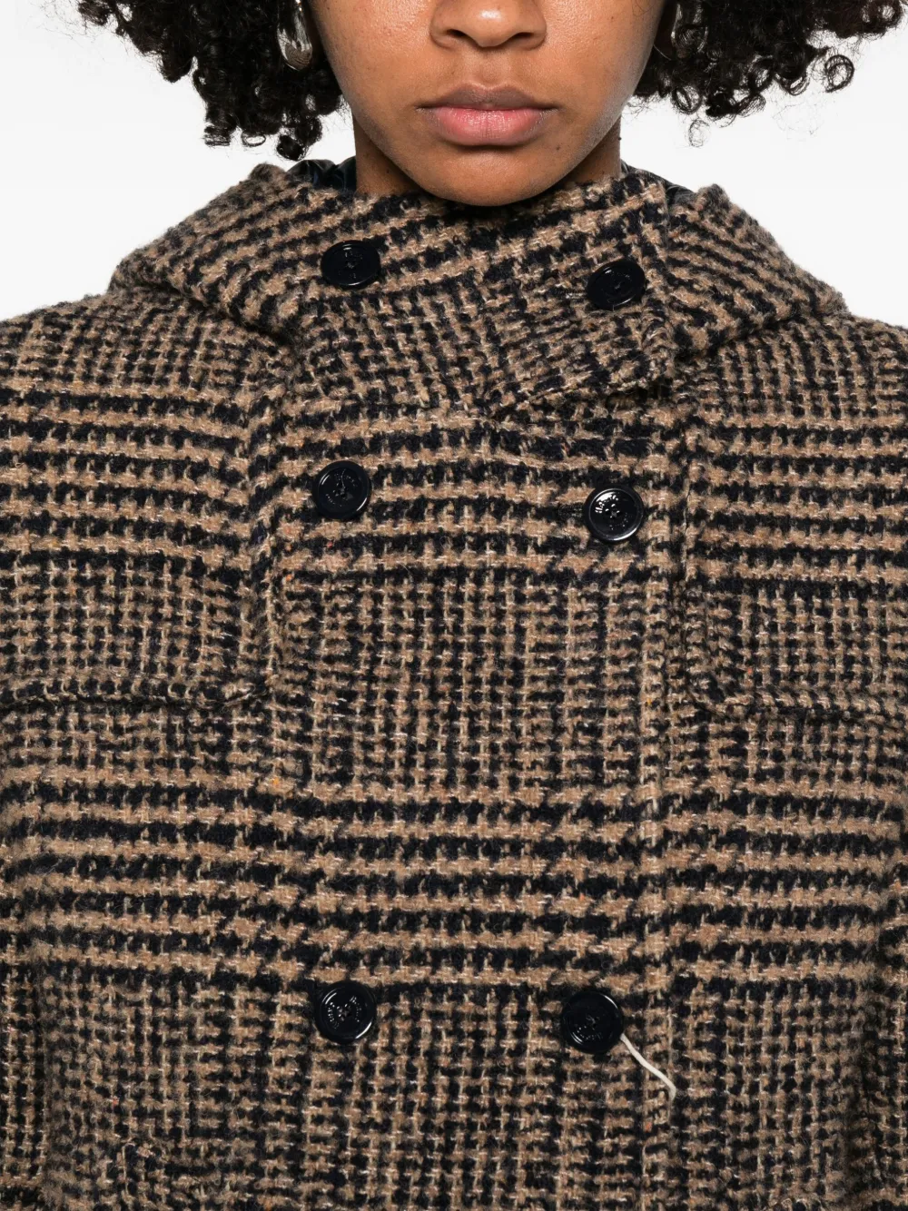 Herno Hooded Tweed Jacket In Brown