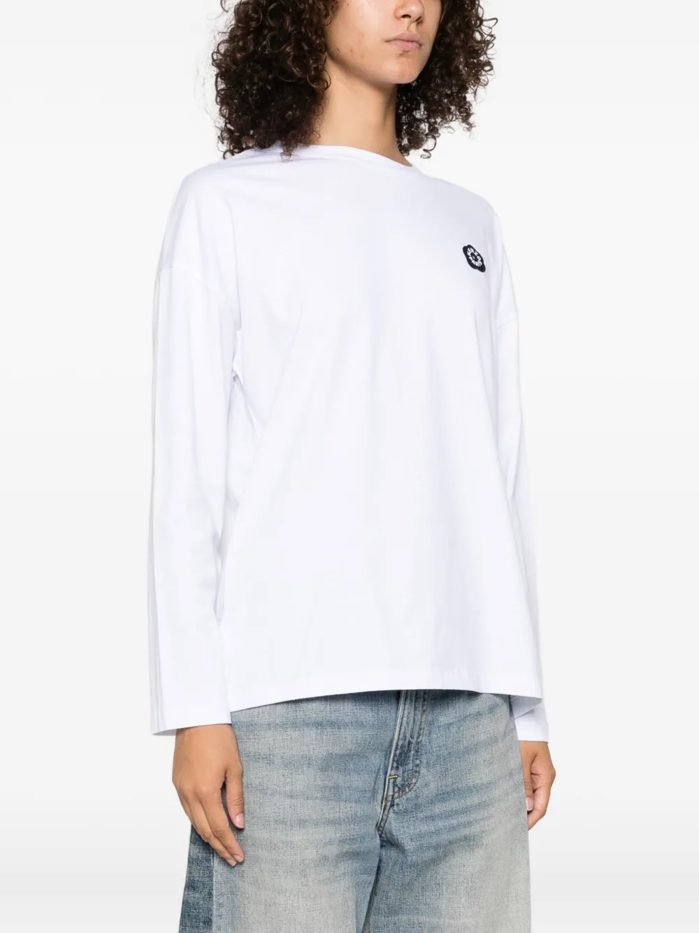 Kenzo flower-embellished long-sleeve top Wit