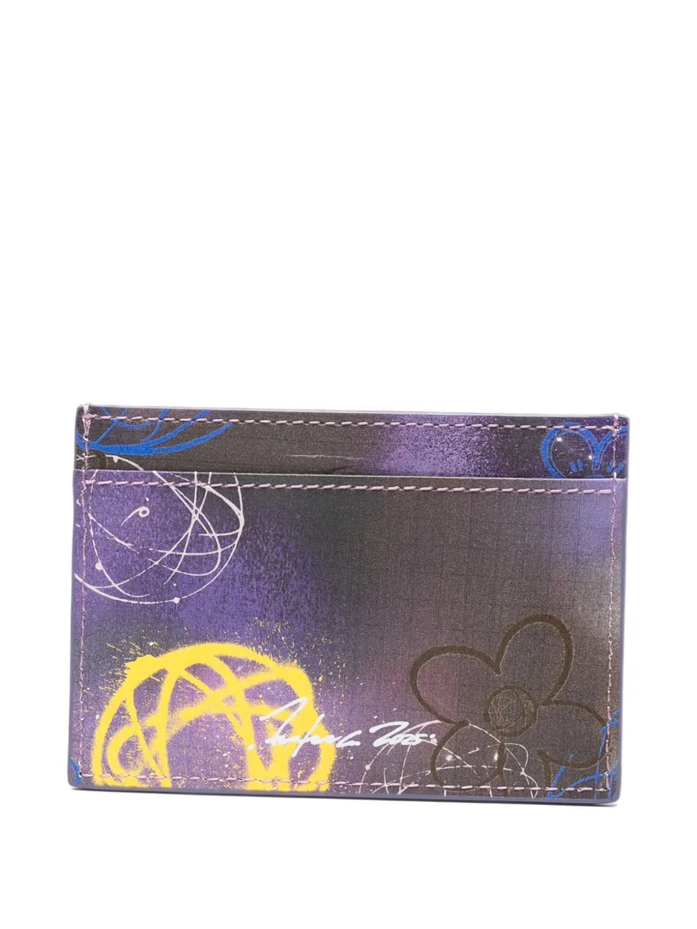 Kenzo Graphic-print Cardholder In Purple