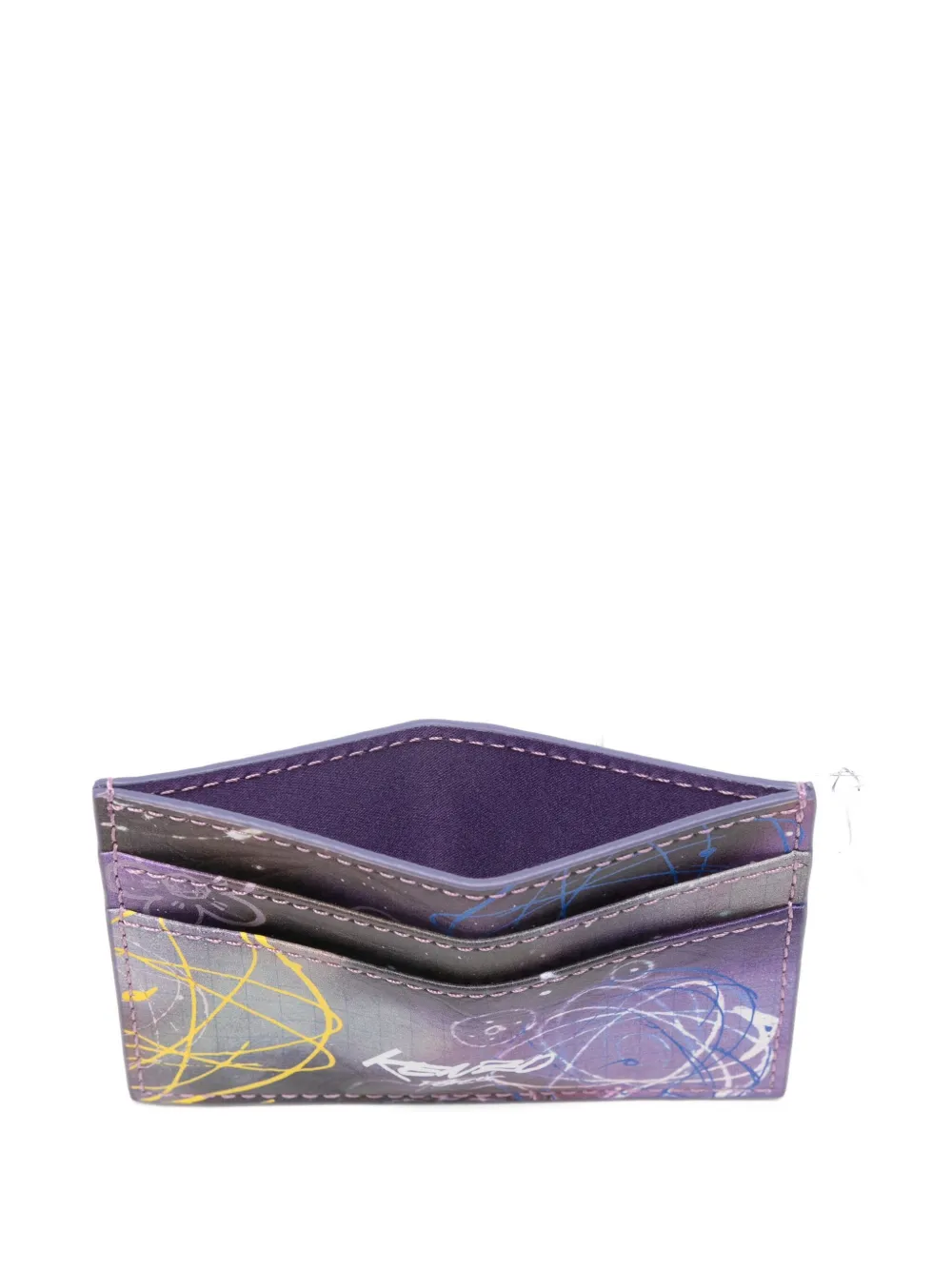 Kenzo Graphic-print Cardholder In Purple