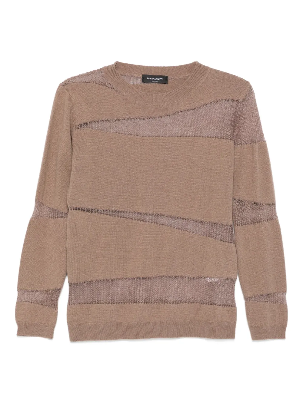 Fabiana Filippi open-knit inserts sweater | Brown | Image 1