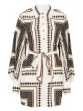 ZIMMERMANN geometric-print belted mini dress - White
