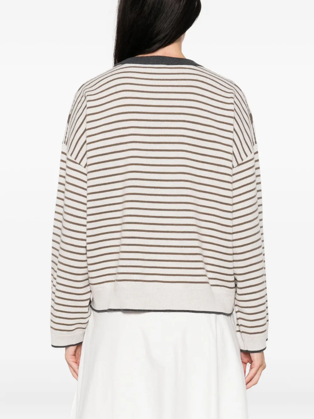 Brunello Cucinelli striped crew-neck sweater Beige