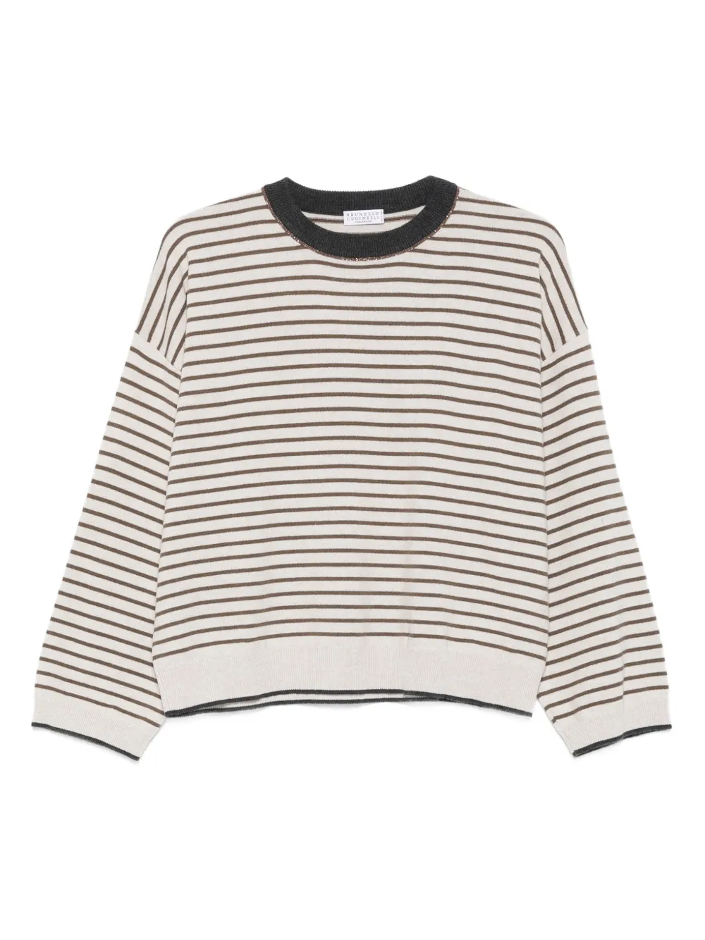 Brunello Cucinelli striped crew-neck sweater Beige