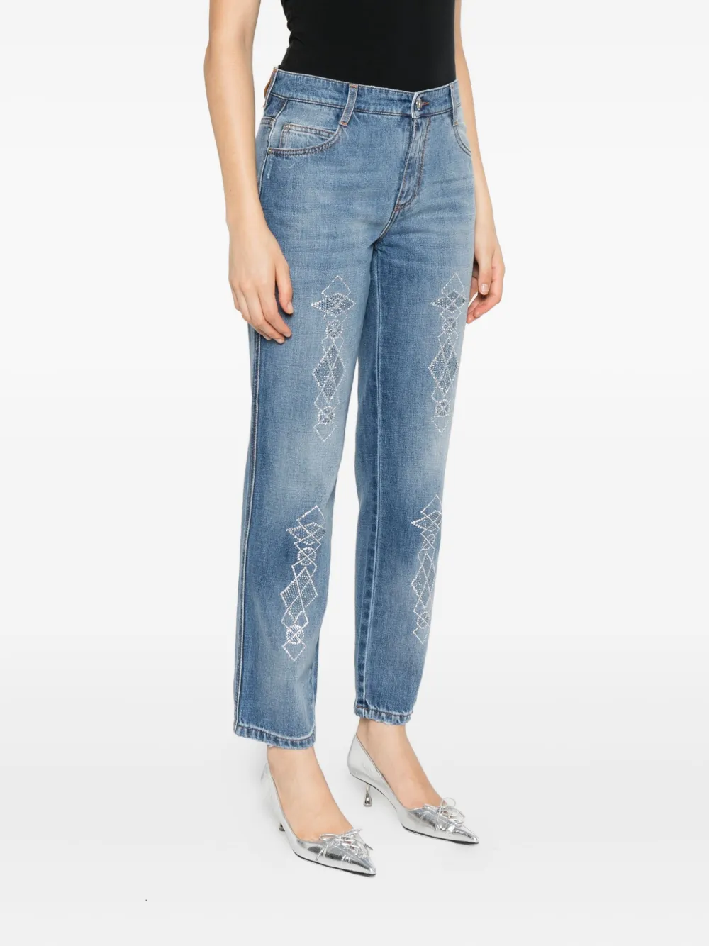 Ermanno Scervino rhinestone-embellished jeans Blauw