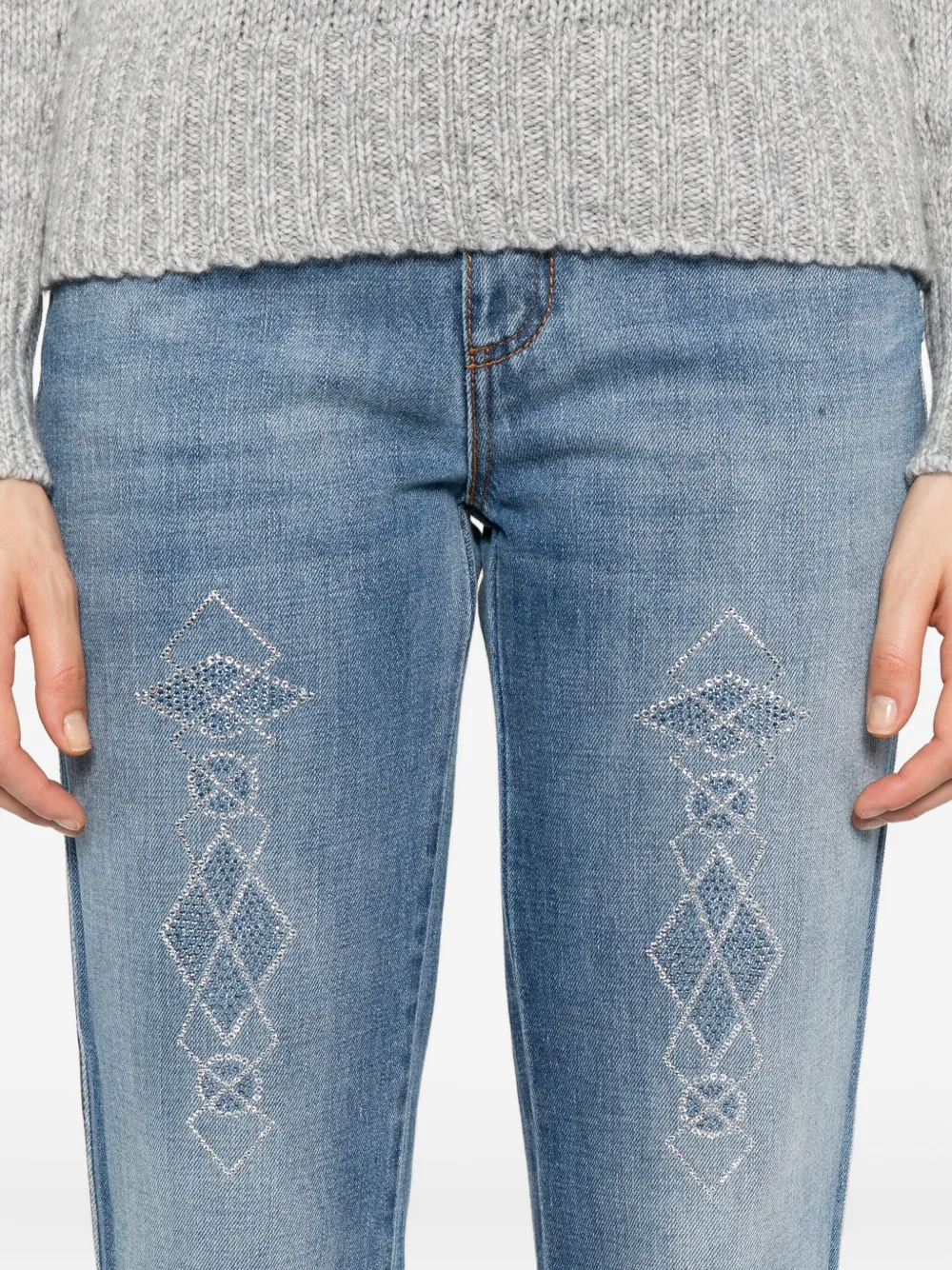 Ermanno Scervino rhinestone-embellished jeans Blauw