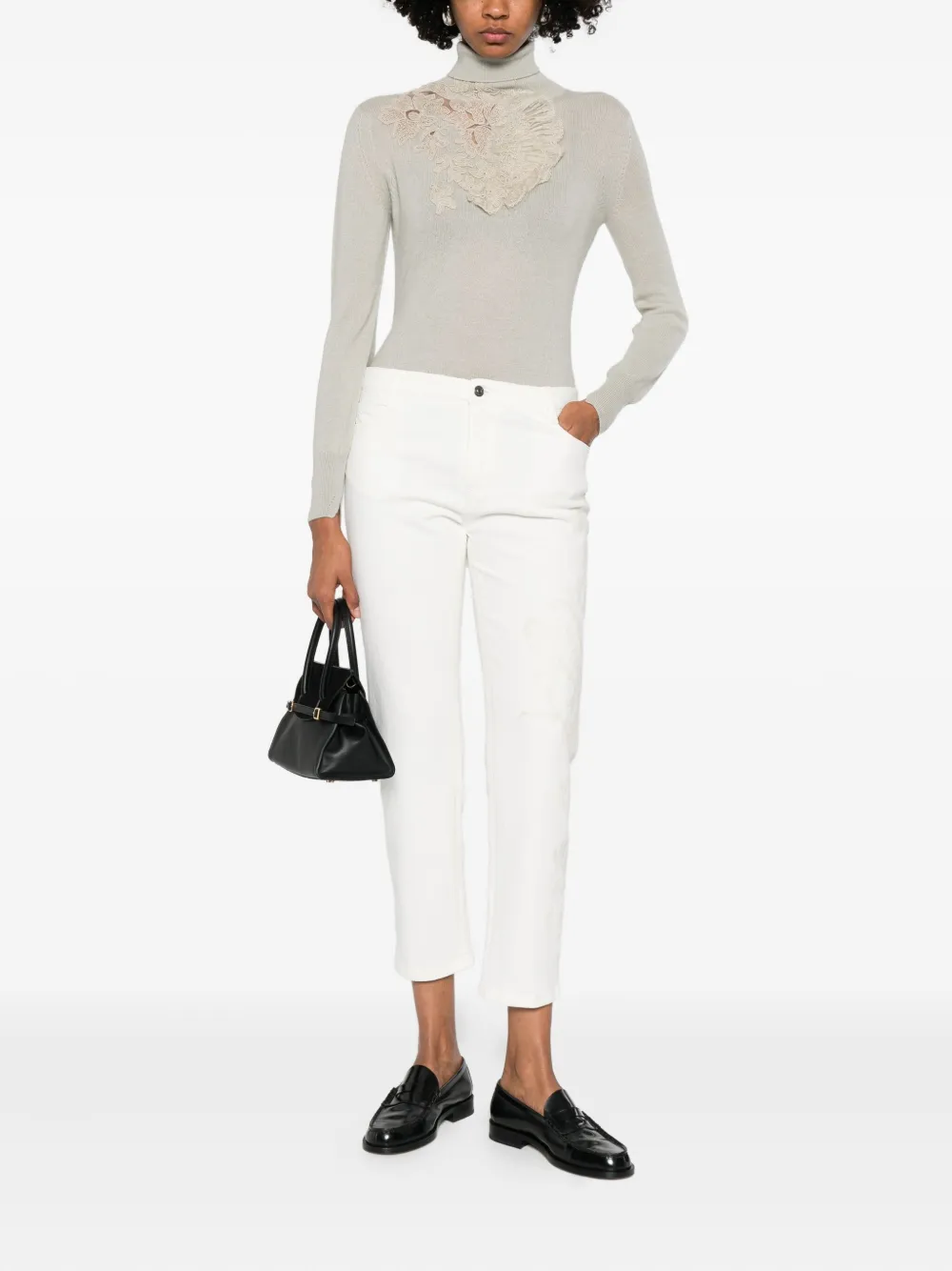 Ermanno Scervino floral-detail trousers - Wit