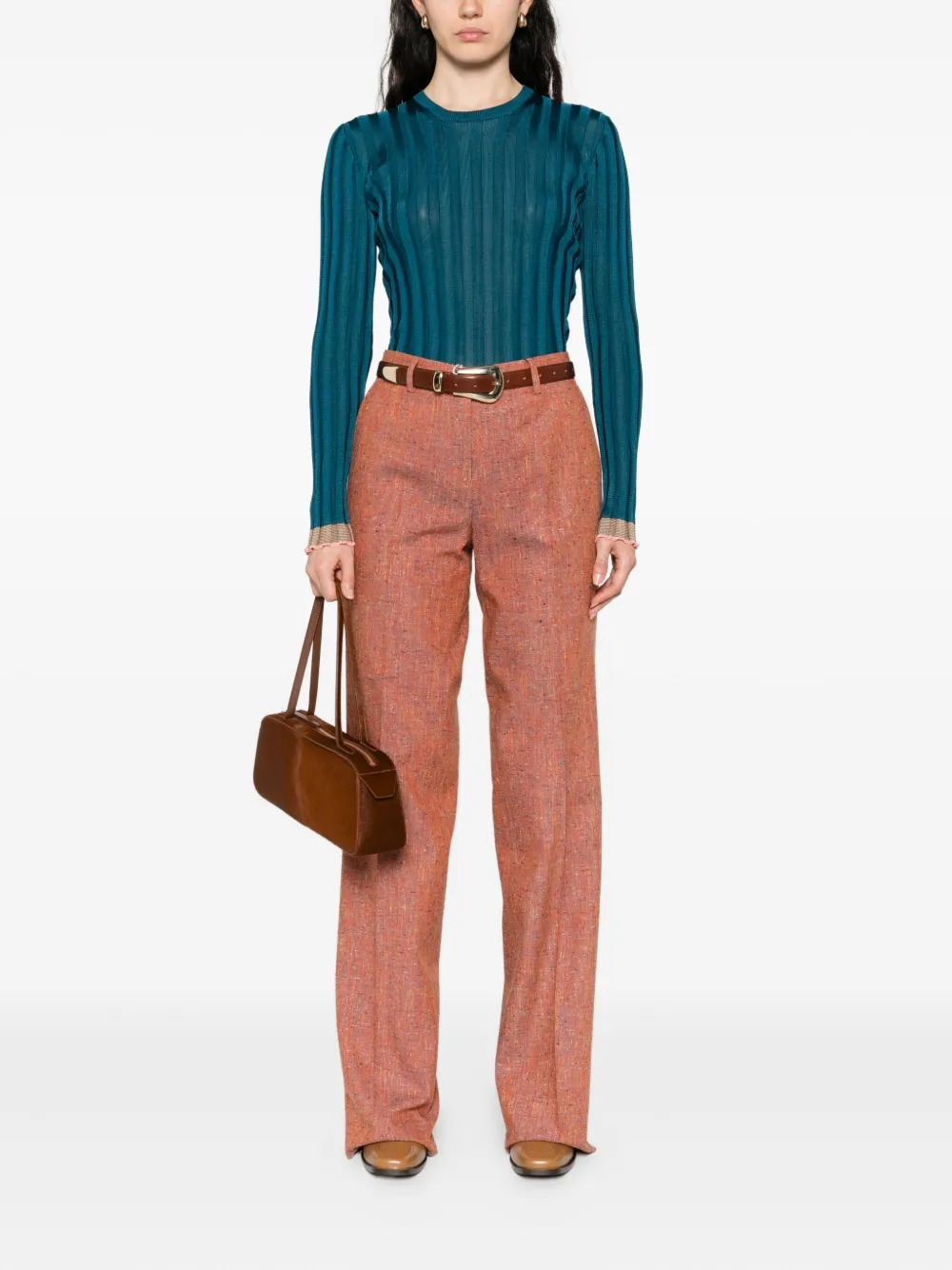 ETRO Tweed broek met spikkels Rood