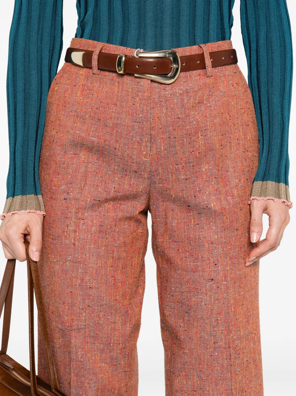 ETRO Tweed broek met spikkels Rood