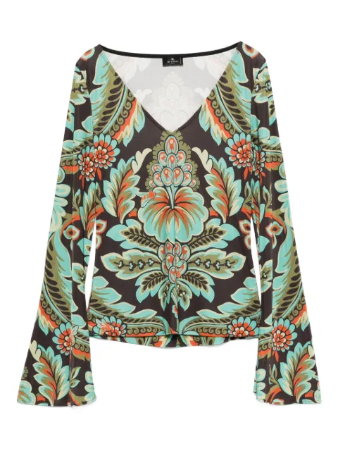 ETRO floral-print bell-sleeve T-shirt