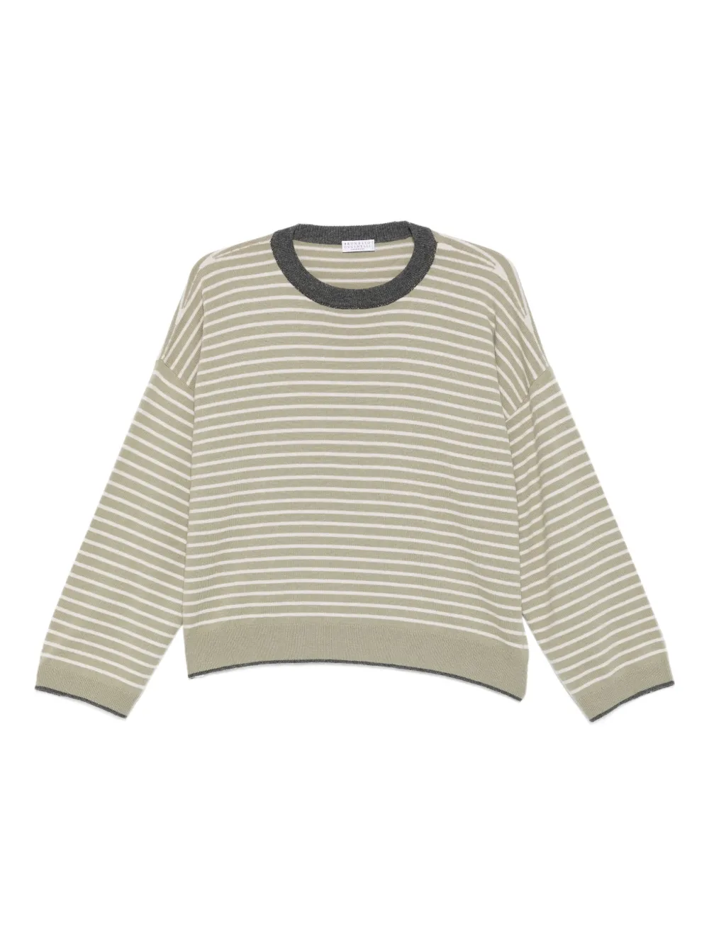 Brunello Cucinelli Striped Crew-neck Sweater In Neutral