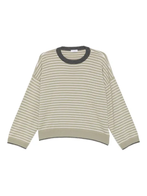 Pull rayé à col rond - Brunello Cucinelli - Modalova