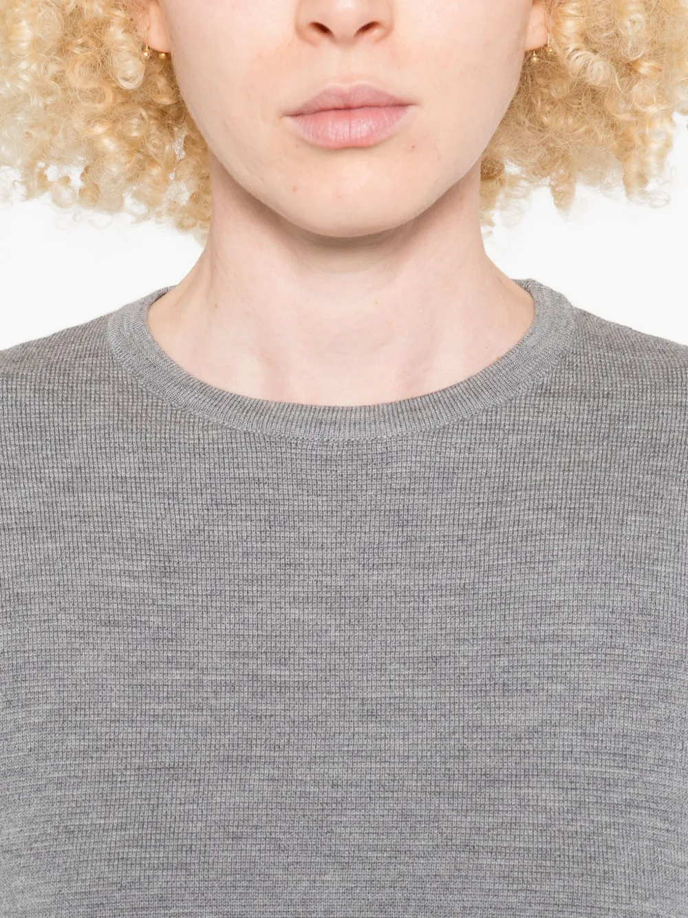 Fabiana Filippi Wollen midi-jurk met ronde hals Grijs