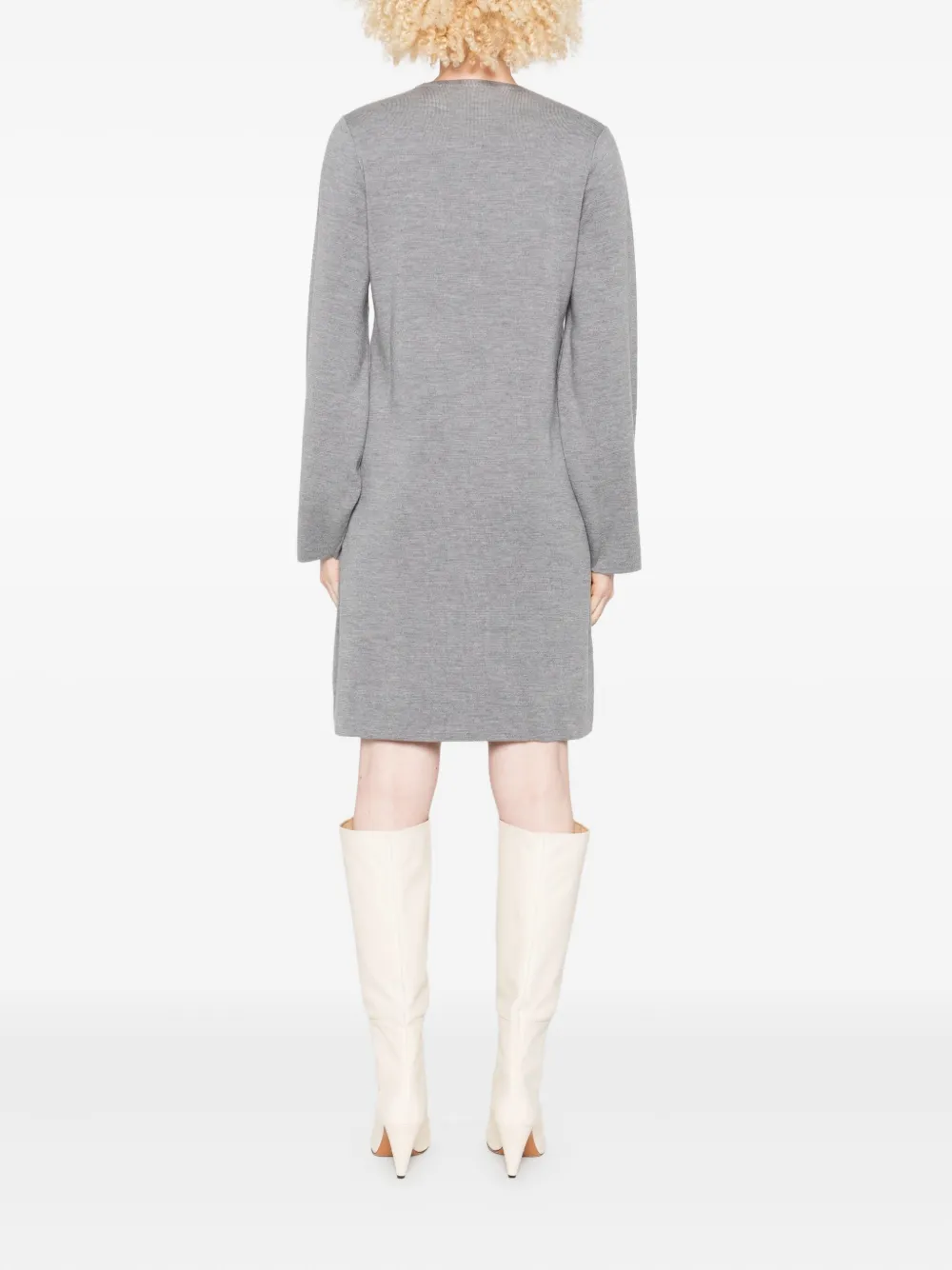 Fabiana Filippi Wollen midi-jurk met ronde hals Grijs