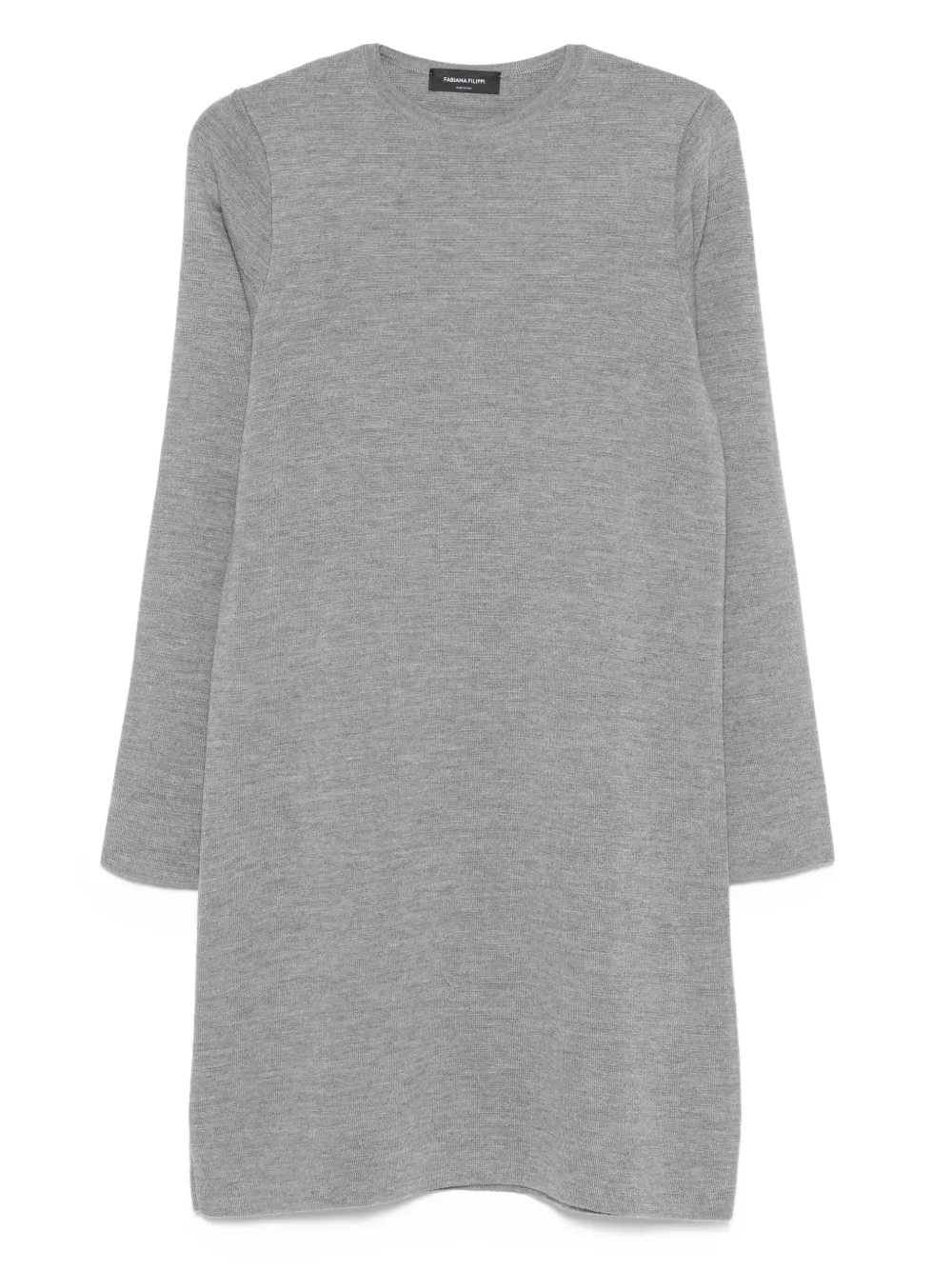Fabiana Filippi Crew-neck Wool Midi Dress In Gray