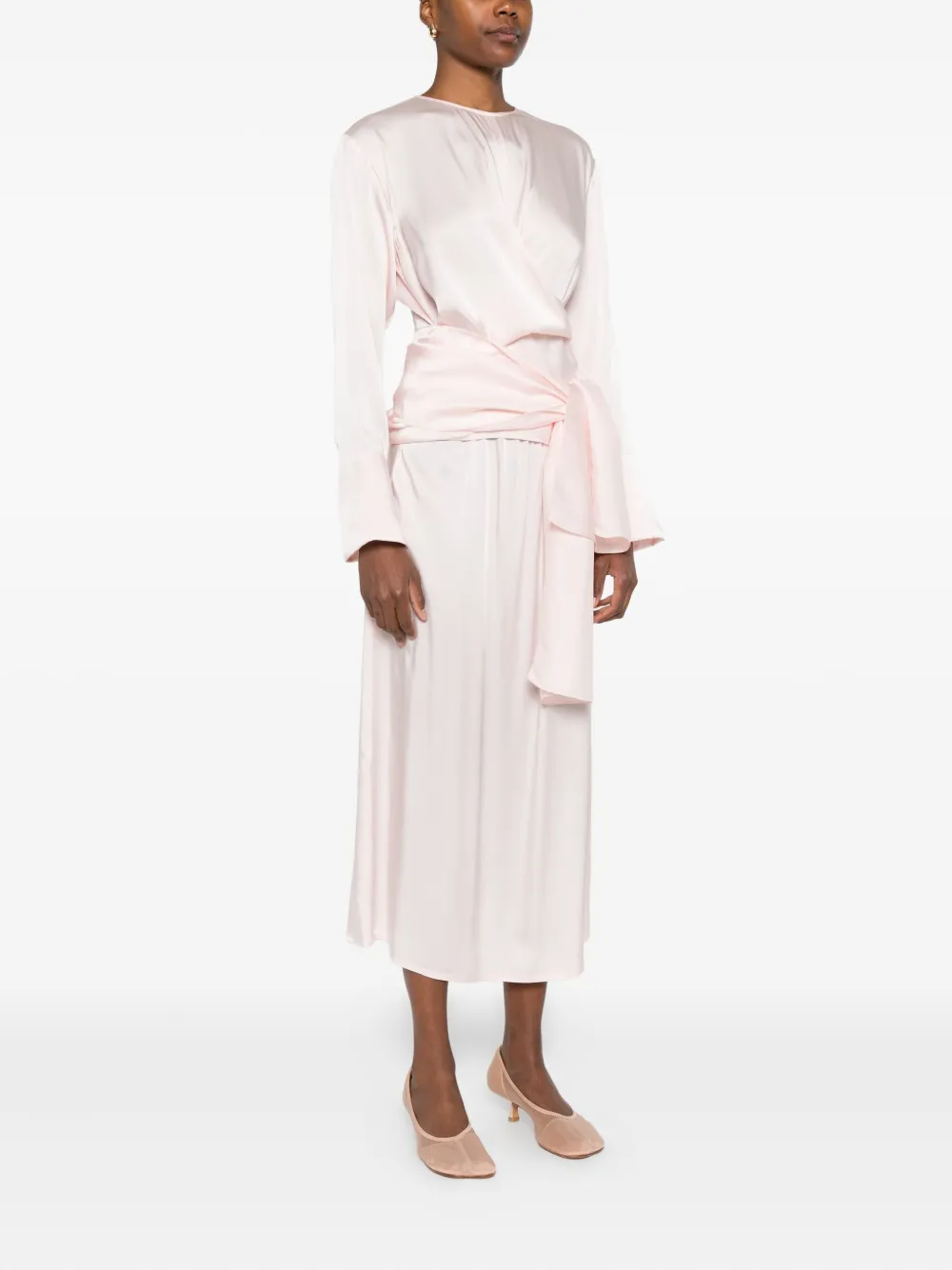 Fabiana Filippi Belted Wrap Dress In Pink