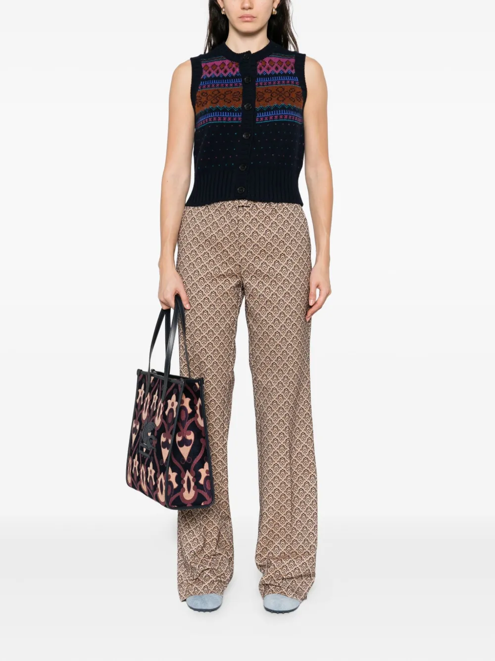 ETRO Broek met damask-patroon Beige