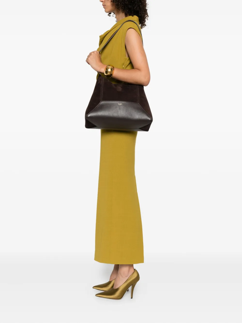 Jimmy Choo Diamond medium suède leren schoudertas Bruin