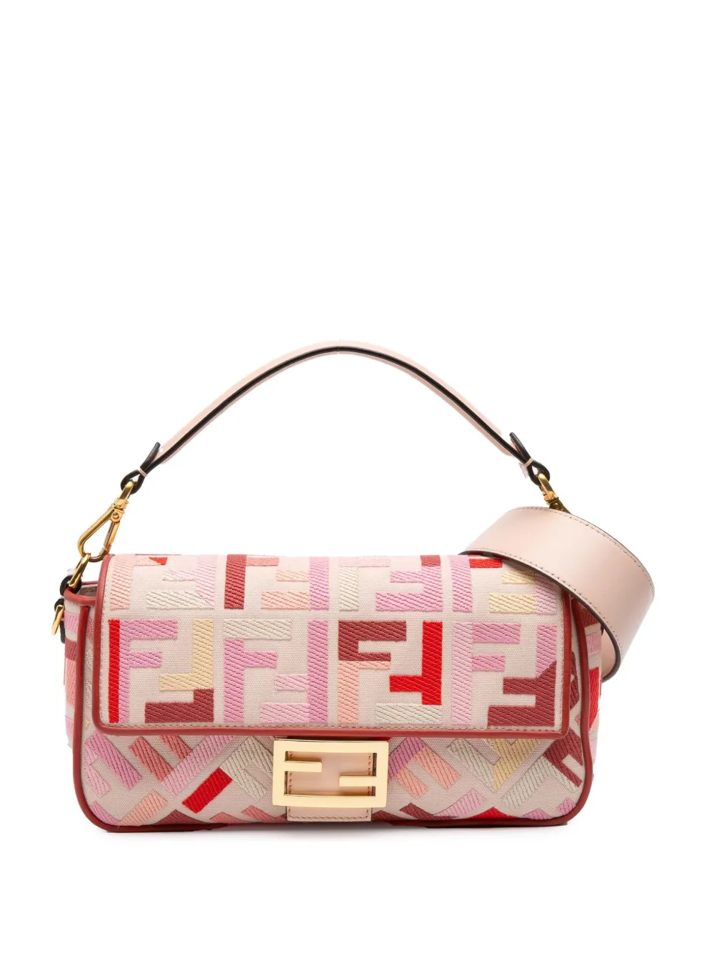 Fendi Pre-Owned 2010-2024 Zucca Embroidered Canvas Baguette satchel | rosado | Image 1
