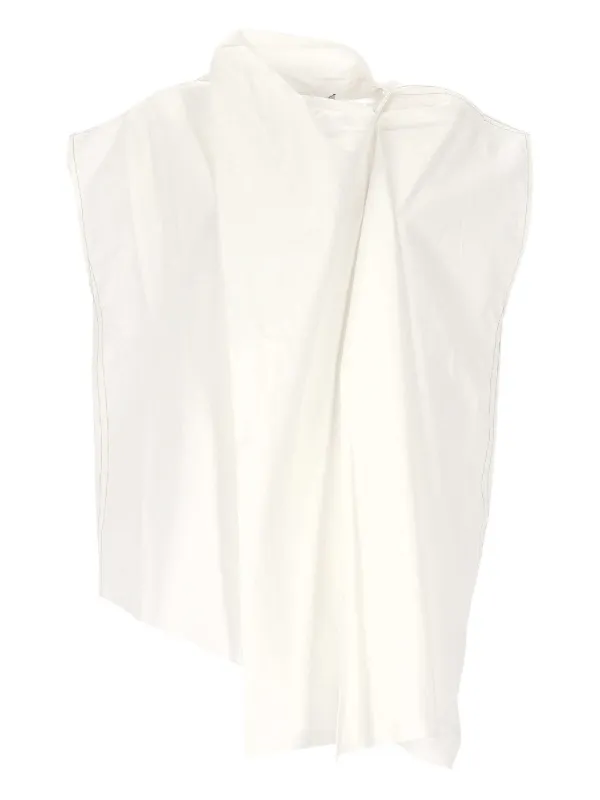 Carven Draped Cotton Top in White