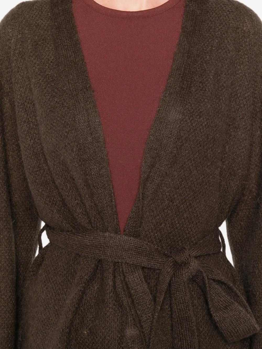 Marina Rinaldi Unito Belted Cardigan In Brown