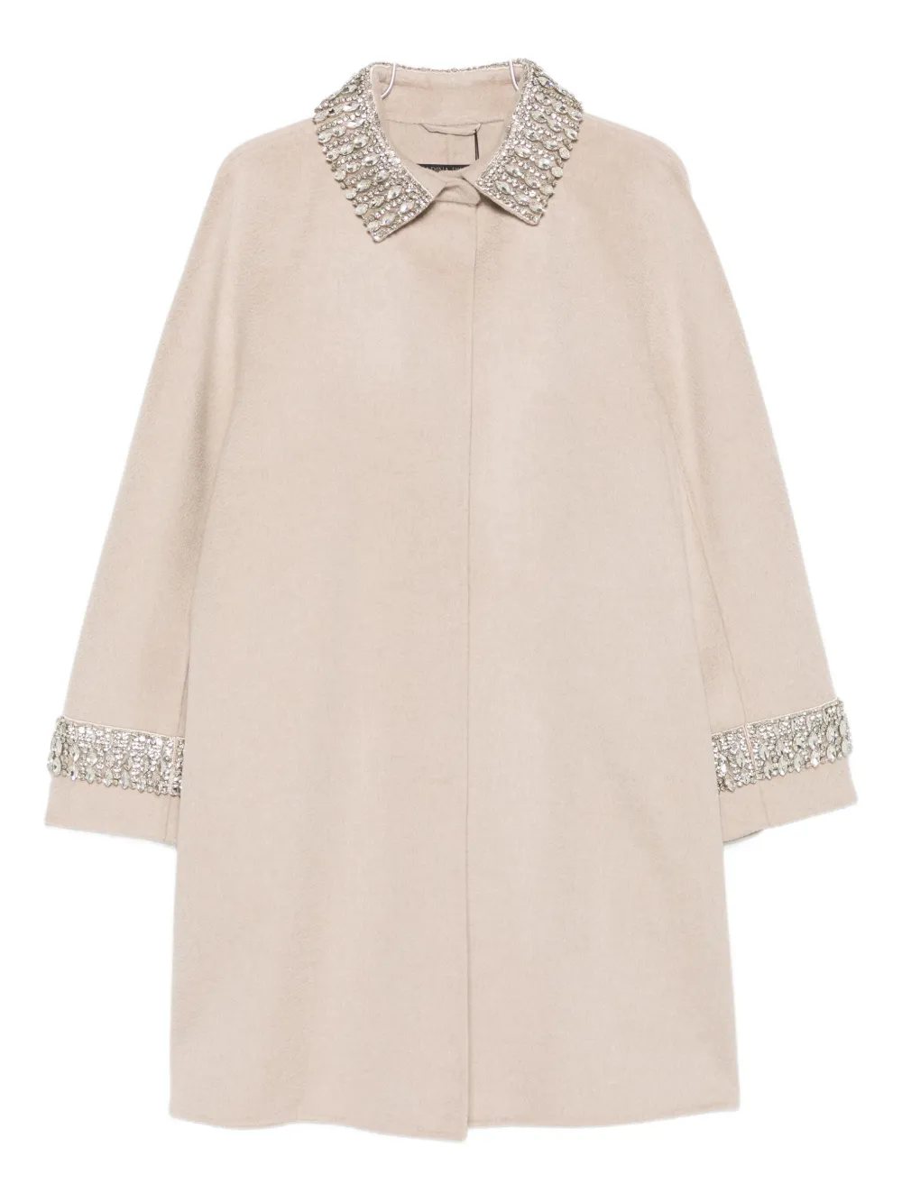 Marina Rinaldi embellished-cuff wool coat | Neutrals | Image 1